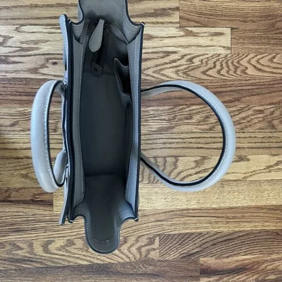 CELINE Gray Leather Drummed Grained Mini Luggage Tote Bag - Picture 4 of 11